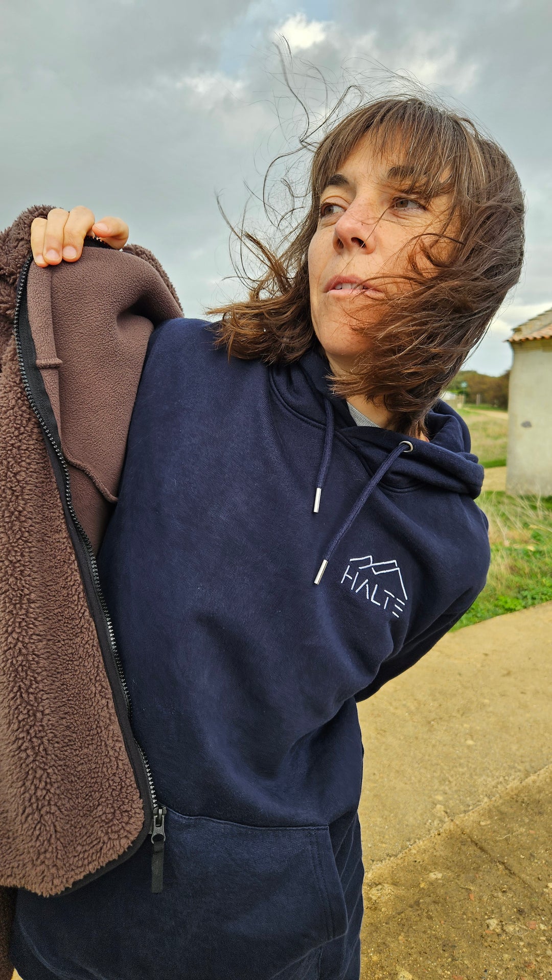 Sweat écologique basique unisexe brodé blanc - Femme