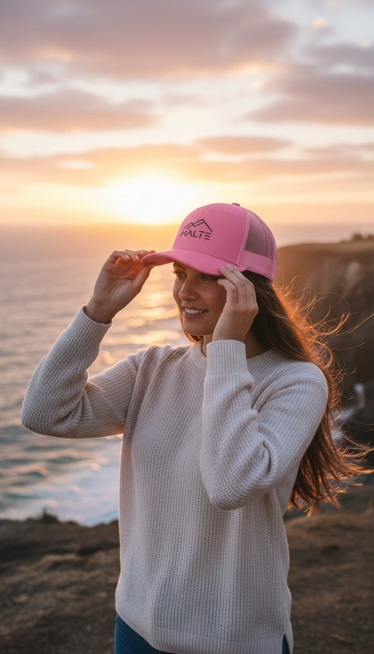 Casquette trucker à broderie noire (réglable)