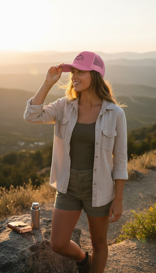 Casquette trucker à broderie noire (réglable)