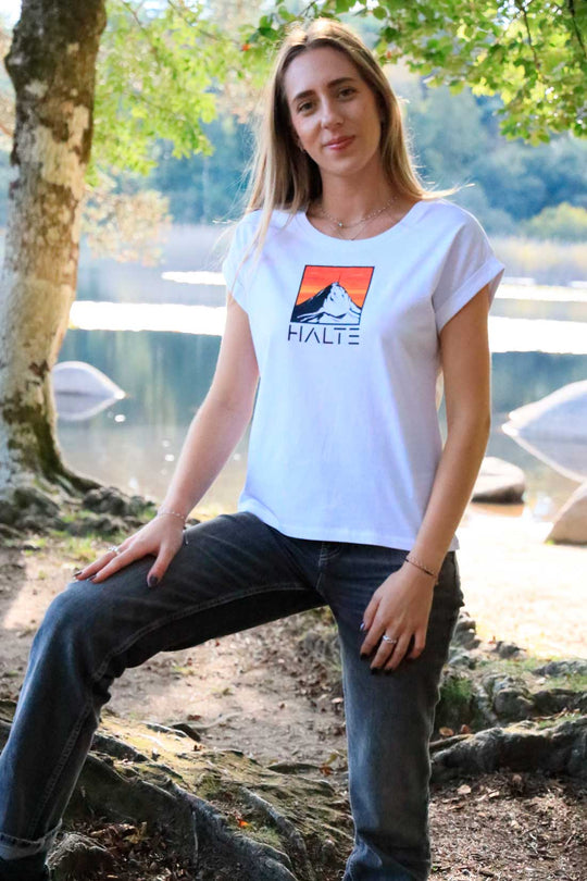 Pic du Midi de Bigorre - TShirt à manches retroussées pour femme 100% coton en conversion biologique