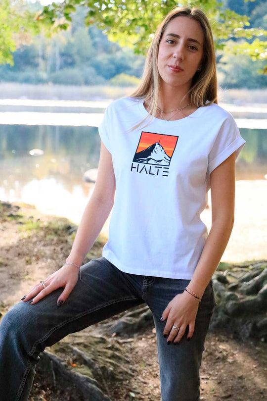 Pic du Midi de Bigorre - TShirt à manches retroussées pour femme 100% coton en conversion biologique