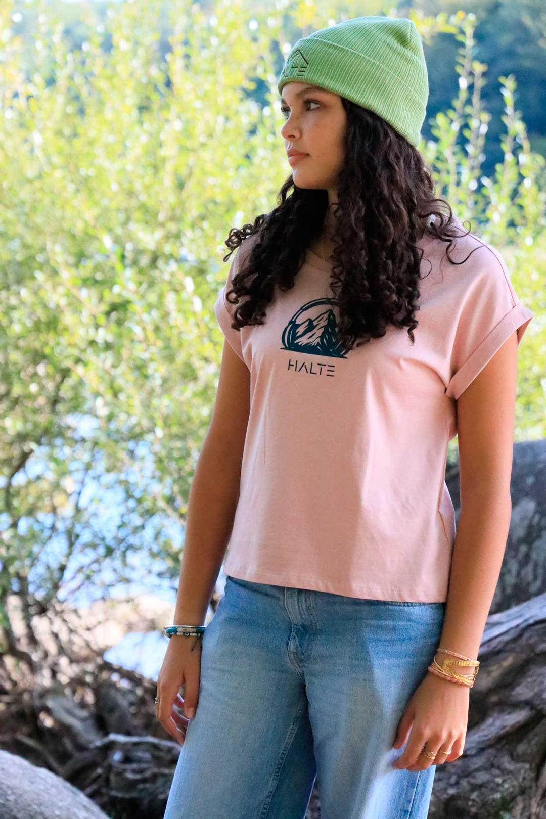 A l'écoute du sommet - TShirt à manches retroussées pour femme 100% coton biologique