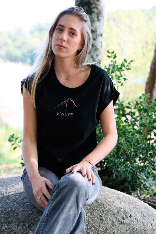 Montagne Pinceau - TShirt à manches retroussées pour femme 100% coton en conversion biologique