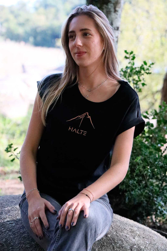 Montagne Pinceau - TShirt à manches retroussées pour femme 100% coton en conversion biologique
