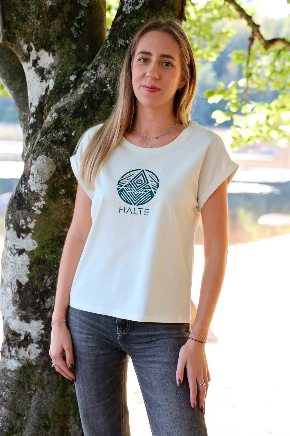 Totem - Tshirt à manches retroussées pour femme Bio Ivoire