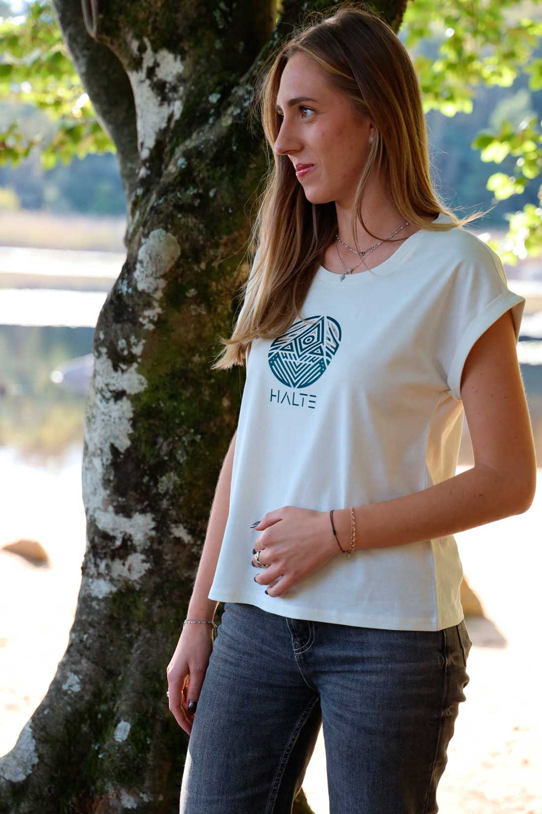 Totem - Tshirt à manches retroussées pour femme Bio Ivoire