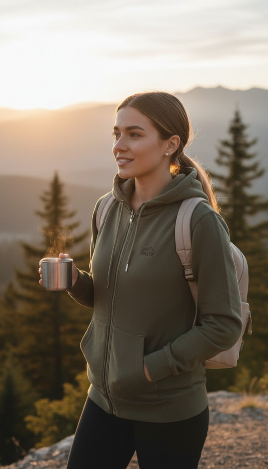 Sweat à capuche zippé zippé Écologique – Femme