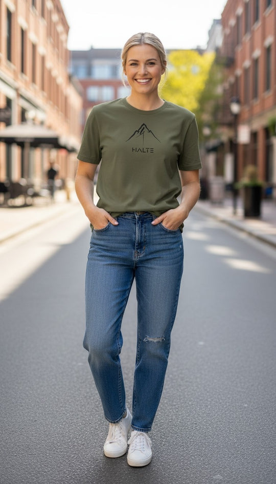 Montagne Pinceau Noir - Femme T-shirt en coton biologique