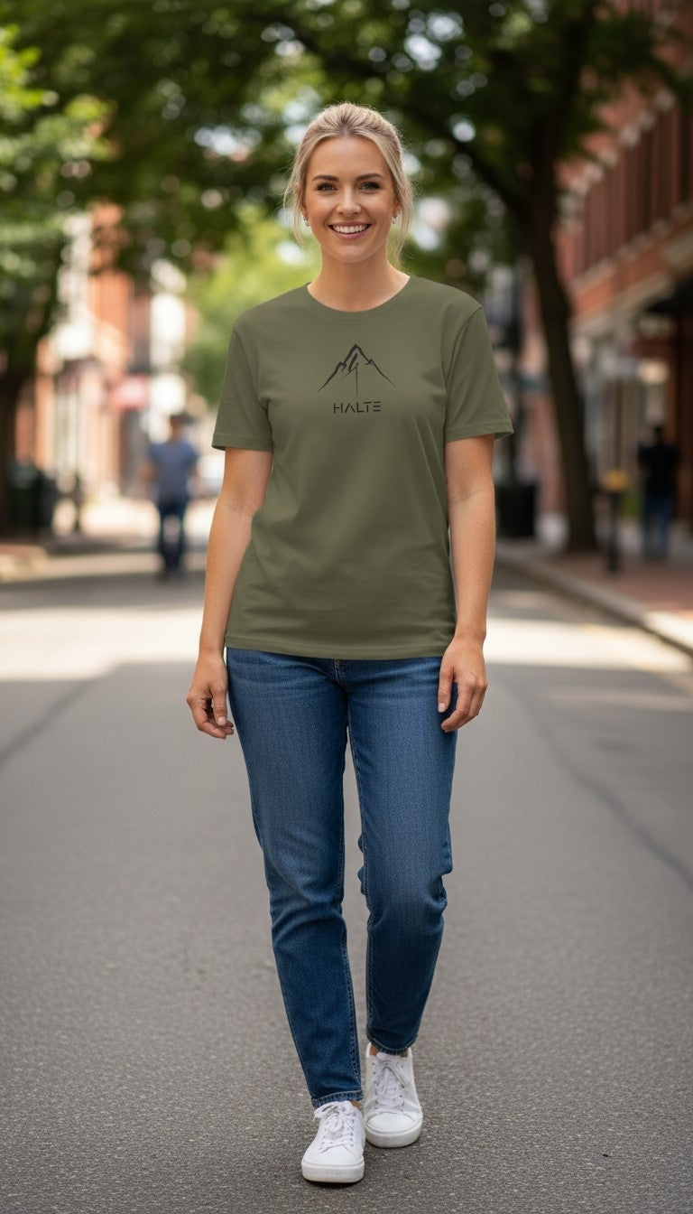 Montagne Pinceau Noir - Femme T-shirt en coton biologique