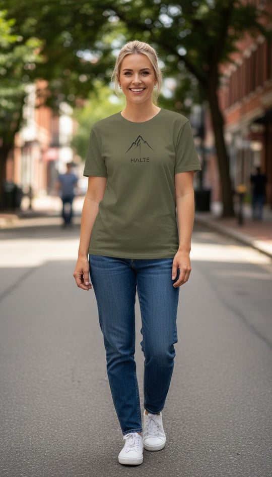 Montagne Pinceau Noir - Femme T-shirt en coton biologique