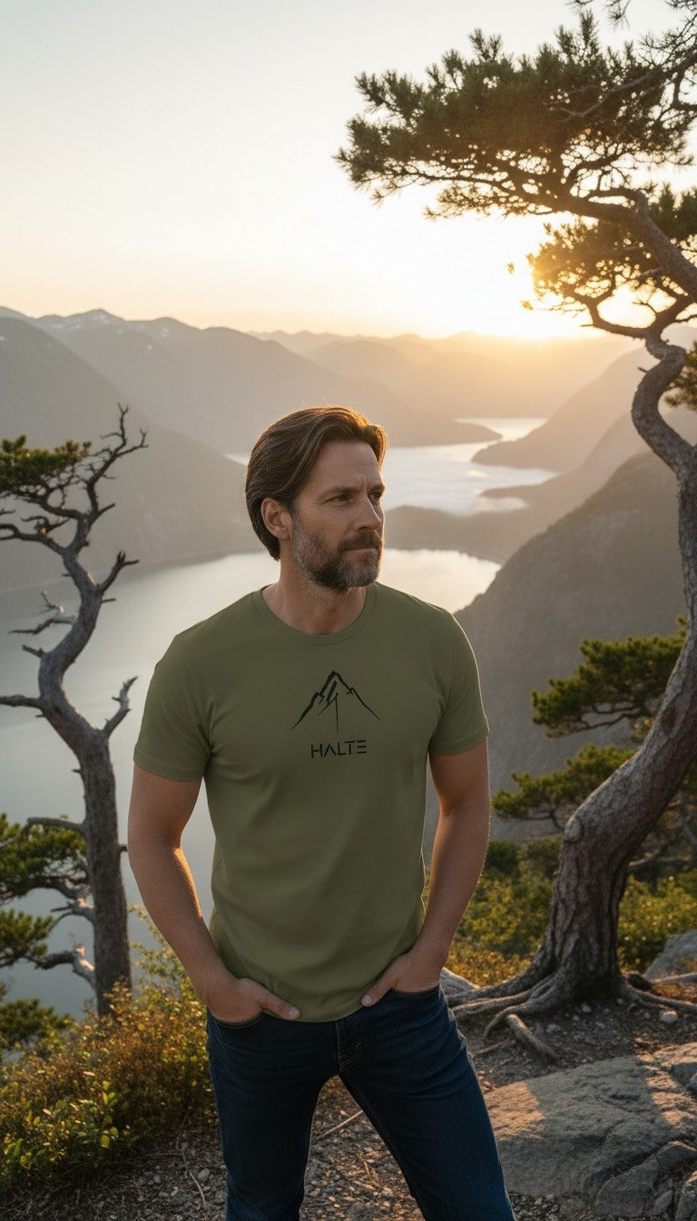 Montagne Pinceau Noir - Homme T-shirt en coton biologique