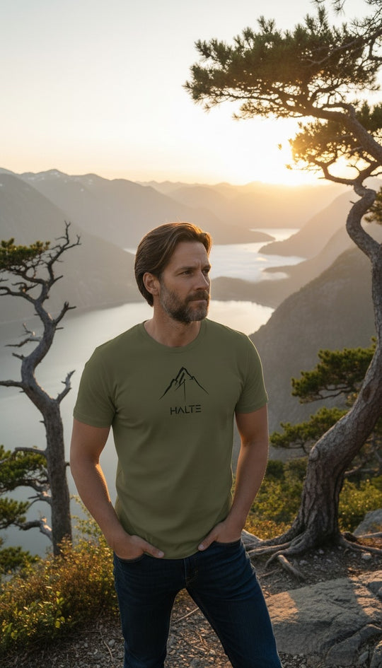 Montagne Pinceau Noir - Homme T-shirt en coton biologique