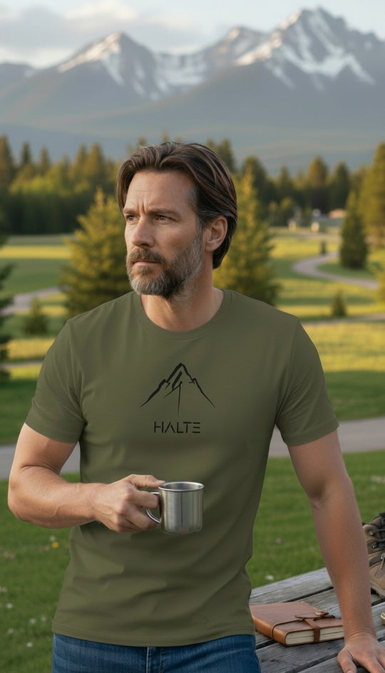 Montagne Pinceau Noir - Homme T-shirt en coton biologique