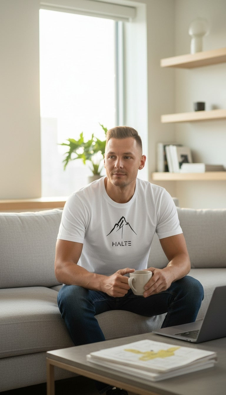 Montagne Pinceau Noir - Homme T-shirt en coton biologique