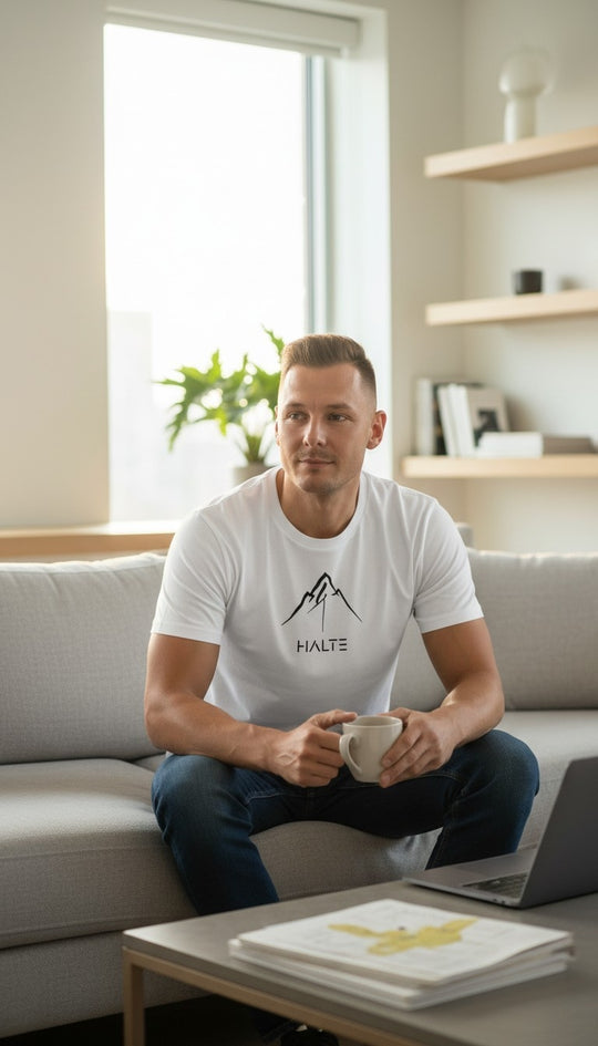 Montagne Pinceau Noir - Homme T-shirt en coton biologique