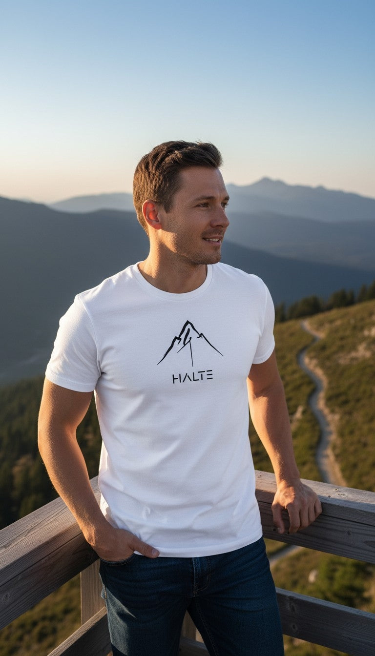 Montagne Pinceau Noir - Homme T-shirt en coton biologique