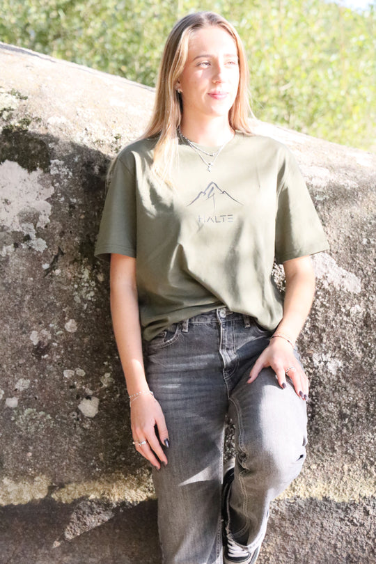 Montagne Pinceau Noir - Femme T-shirt en coton biologique