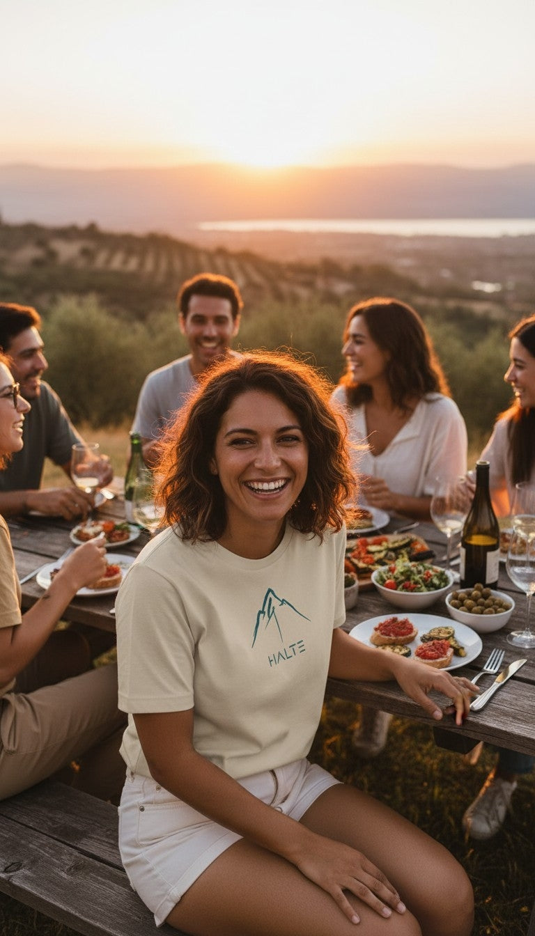 Montagne Pinceau Bleu - Femme T-shirt en coton biologique