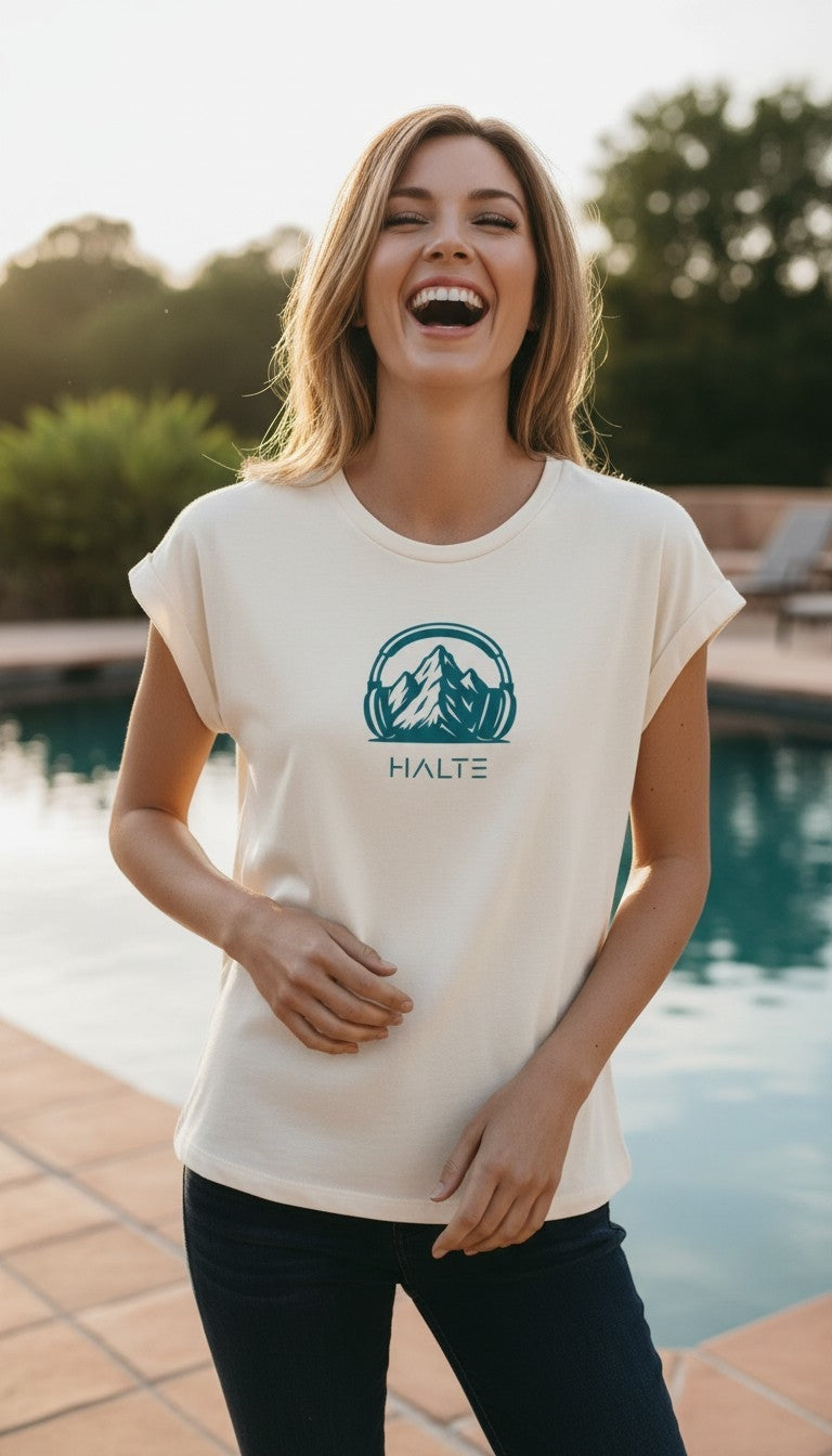 A l'écoute du sommet - TShirt à manches retroussées pour femme 100% coton biologique