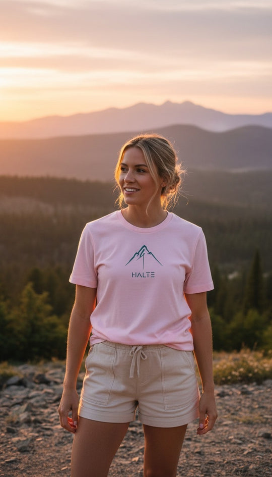 Montagne Pinceau Bleu - Femme T-shirt en coton biologique