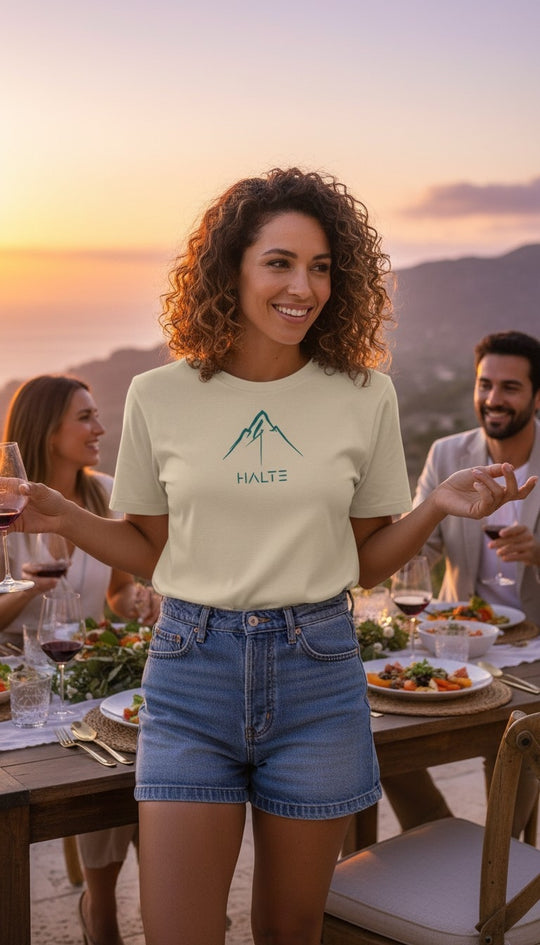 Montagne Pinceau Bleu - Femme T-shirt en coton biologique