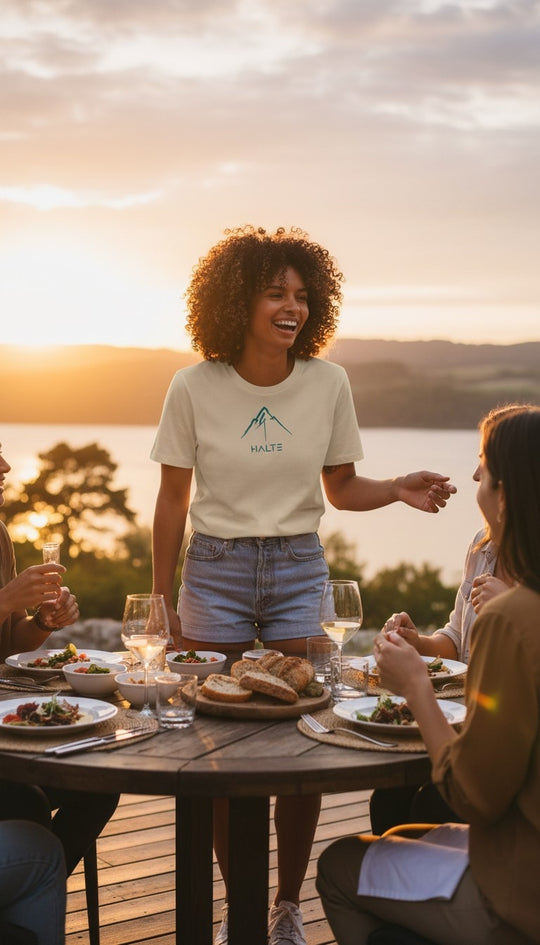 Montagne Pinceau Bleu - Femme T-shirt en coton biologique