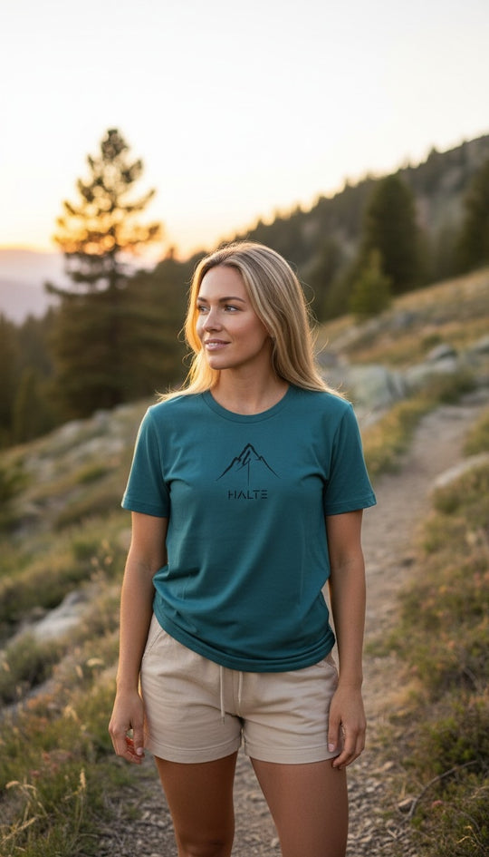 Montagne Pinceau Noir - Femme T-shirt en coton biologique