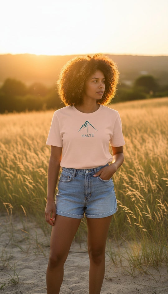 Montagne Pinceau Bleu - Femme T-shirt en coton biologique