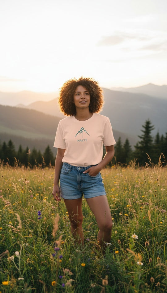 Montagne Pinceau Bleu - Femme T-shirt en coton biologique