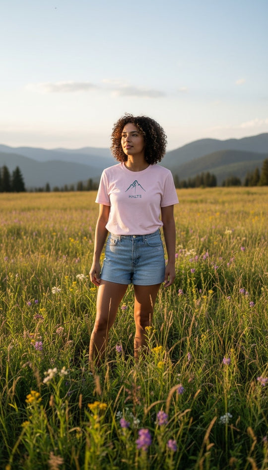 Montagne Pinceau Bleu - Femme T-shirt en coton biologique