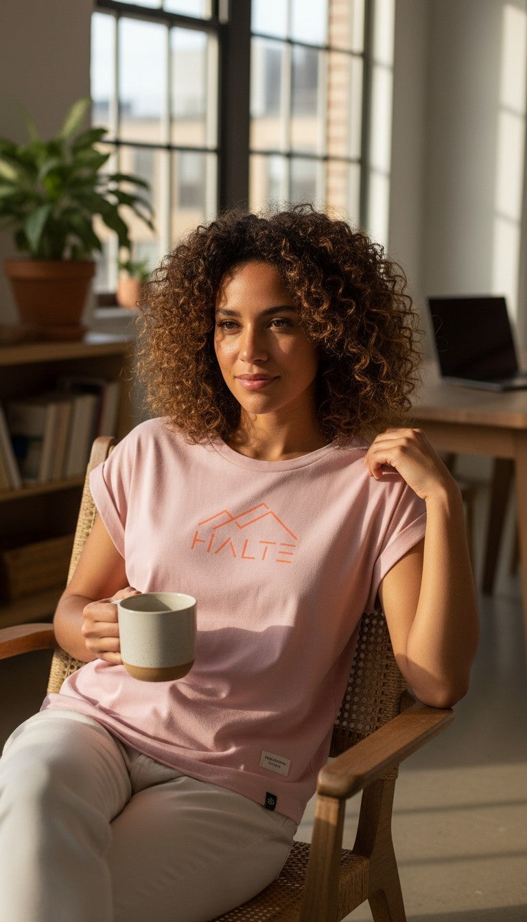 Logo - Tshirt à manches retroussées pour femme 100% coton biologique