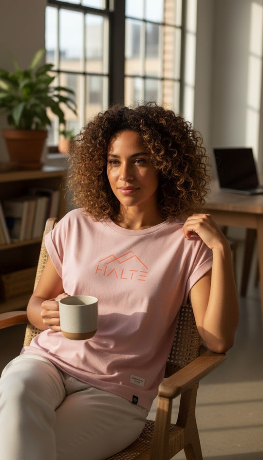 Logo - Tshirt à manches retroussées pour femme 100% coton biologique