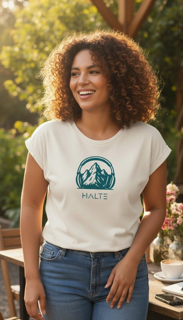 A l'écoute du sommet - TShirt à manches retroussées pour femme 100% coton biologique